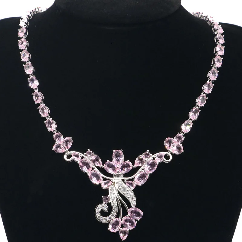 Ожерелье женское из серебра 20 5 21 Дюймов с розовым кунцит 58x49 мм|925 silver necklace|silver