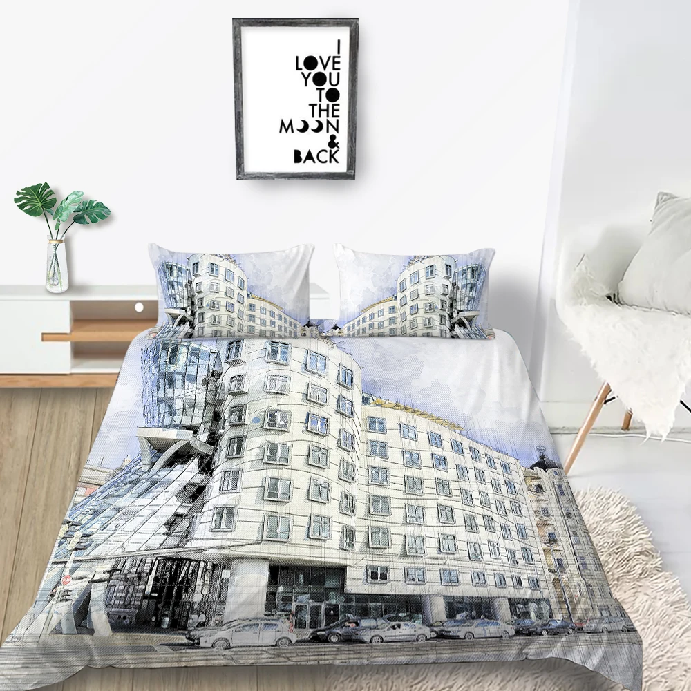 

Creative Building Bedding Set Single Artistic Fashionable 3D Duvet Cover King Queen Twin Full Double Unique Design Bed Set