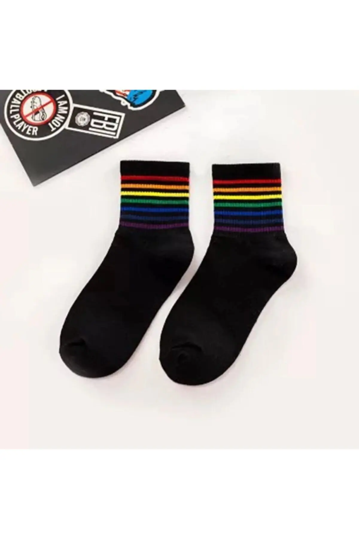 4 Pairs Unisex Black+White Striped Washed Scented College Tennis Socks