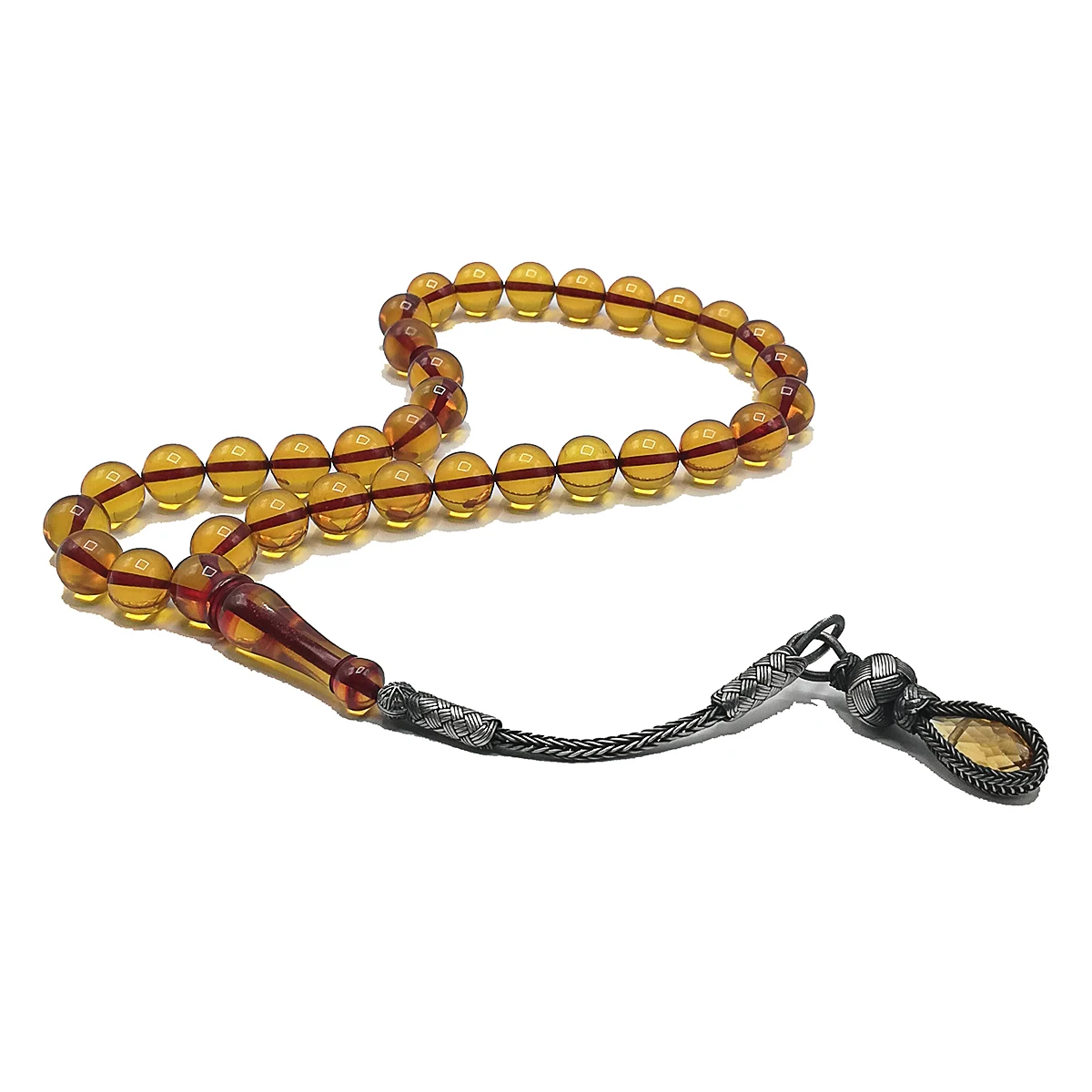 

Turkish Handmade 1000 Sterling Silver Trabzon Kazaz Muslim Amber Rosary Bakelite Tasbih Misbaha Subha Islamic Express Shipping