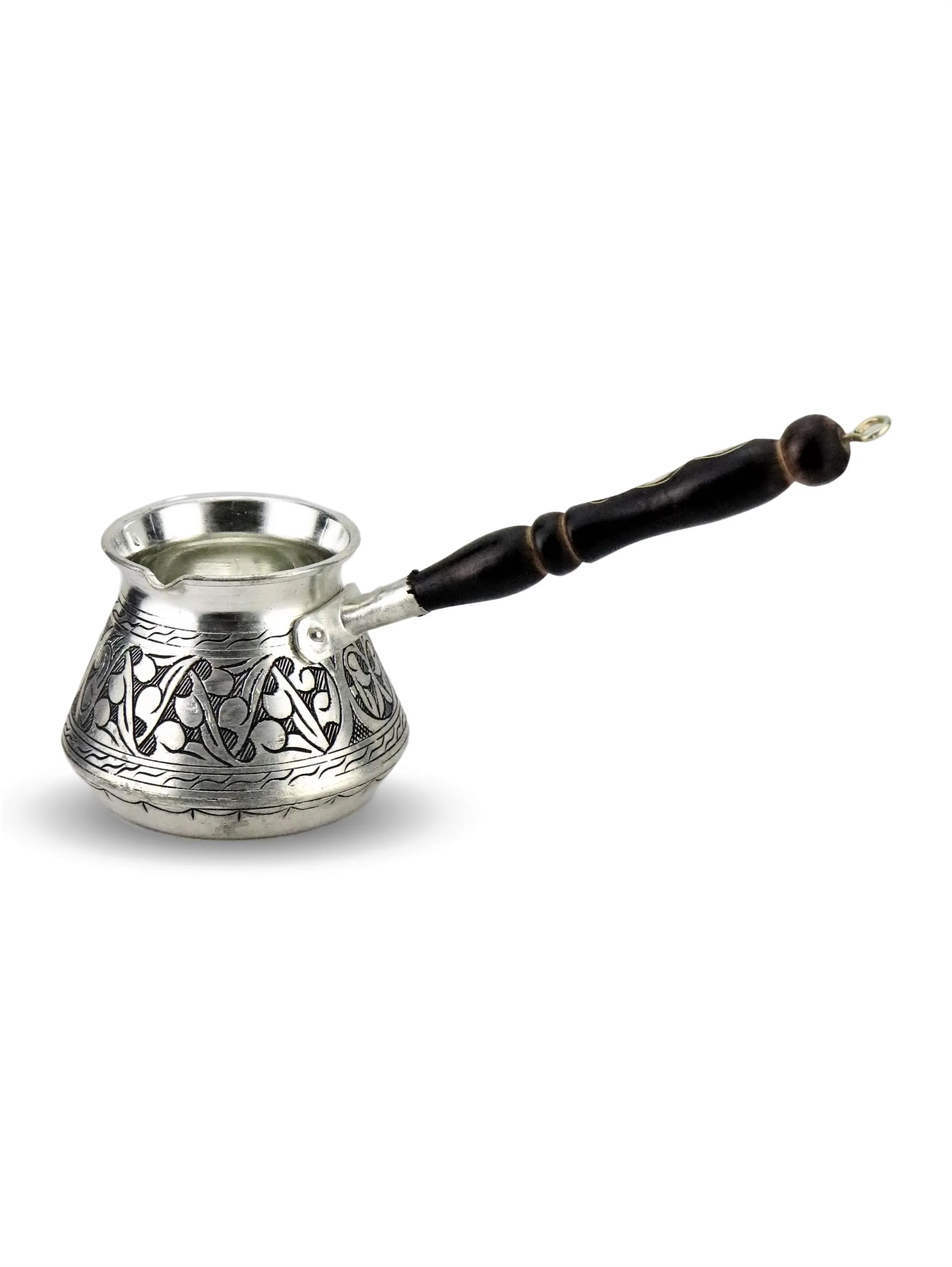 

SONAYCOPPER-Thick 1mm Thick For 3 Person English, Arabic Engraved Copper Coffee Pot Wooden Handle, 100% Handmade