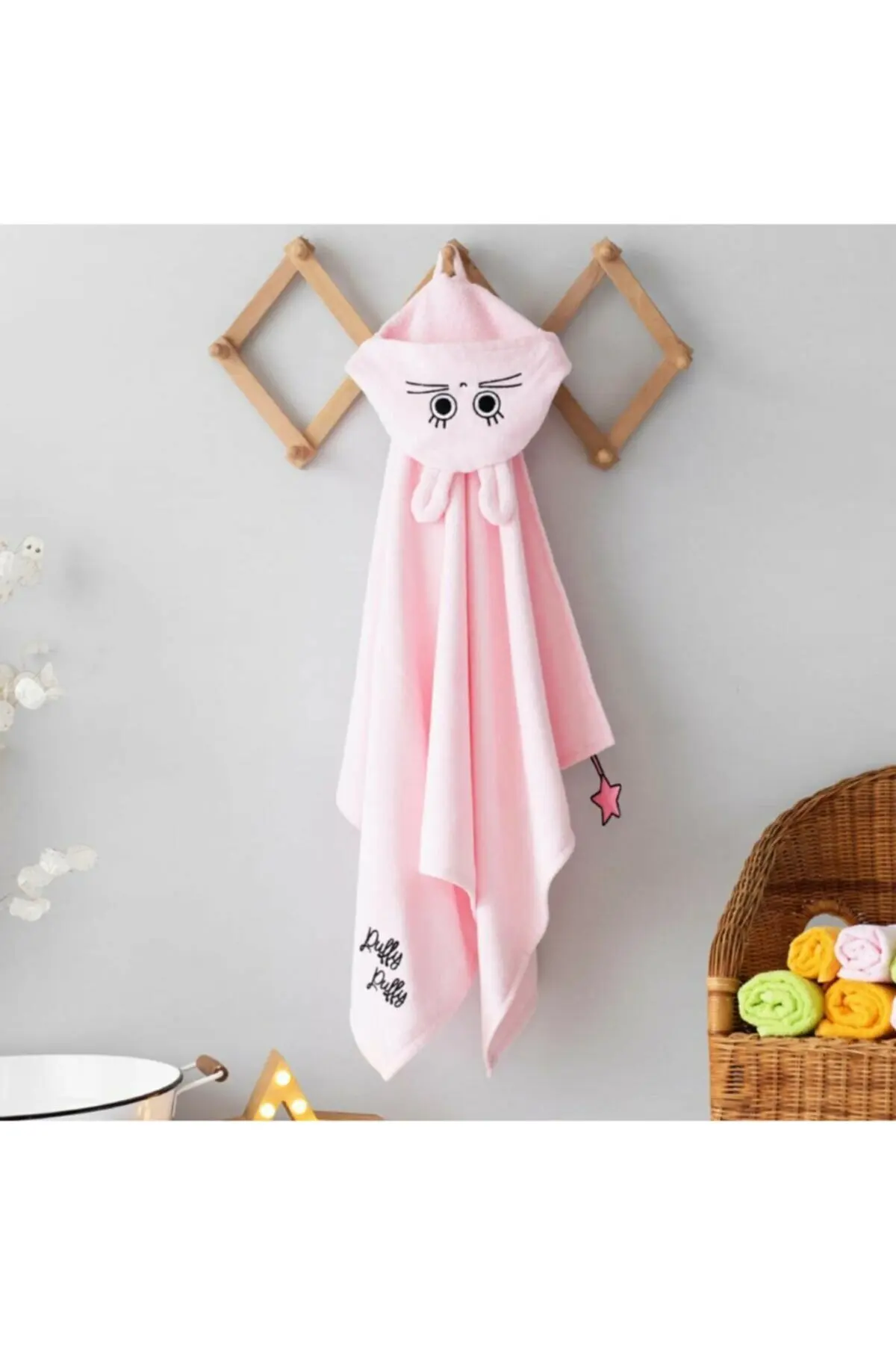 Milk & Moo Velvet Pink Rabbit Swaddle Towel  baby bathrobe animal kids towel