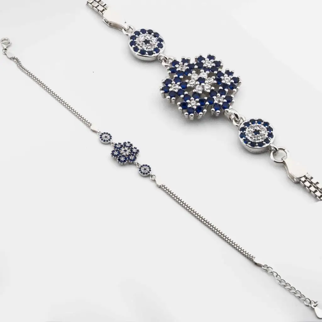 925 пробы серебряный браслет с Злой Глаз бусина и снежинками| |