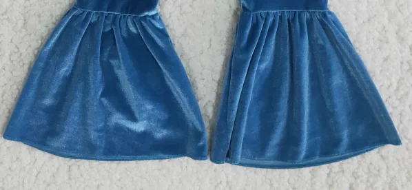 

Baby girls Yes gesture outfits short sleeves shirt bell bottom blue velvet pants kids clothing Sets Children boutique