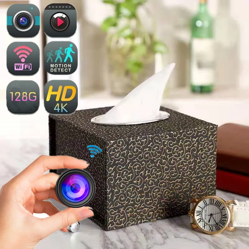 

1080P 4k HD Wifi Mini Camera Motion Detection Wireless P2P Indoor IP Home Security Camera Tissue Box Network Camera Nanny Cam