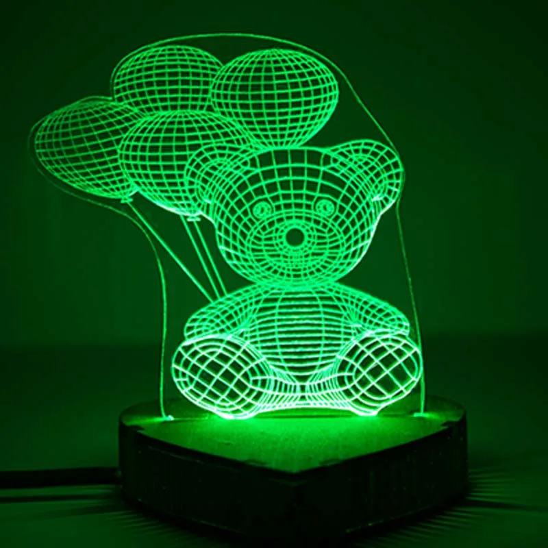 n-080 Медведь с четырьмя шариками 3D - Эко-светильник-ночник ручной работы! | Лампы и