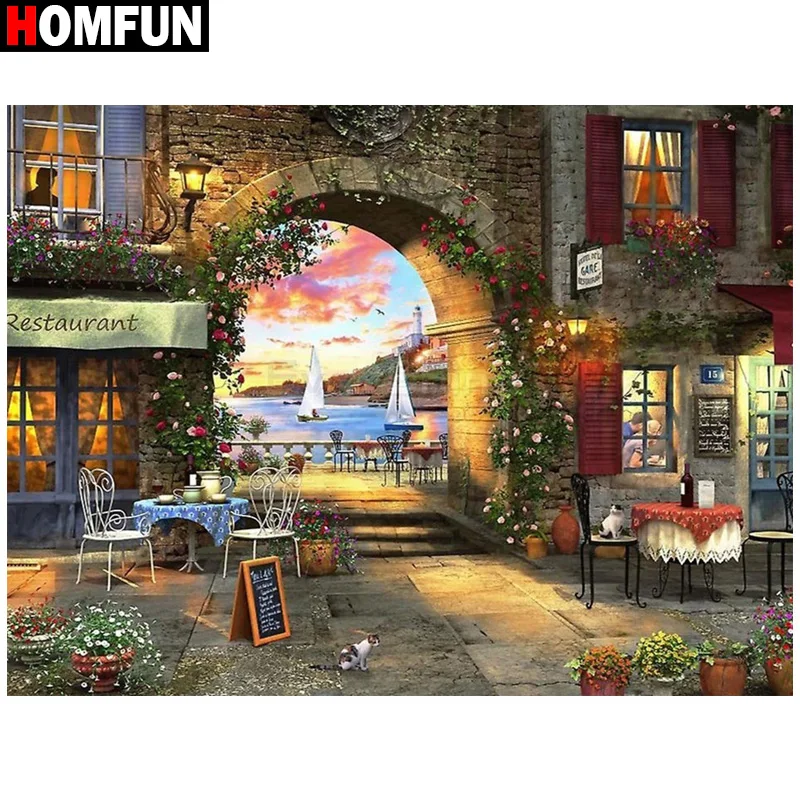 

Алмазная живопись HOMFUN «Цветы пейзажа», полное квадратное/Круглое украшение для стен, инкрустированная смолой, вышивка ручной работы, вышив...