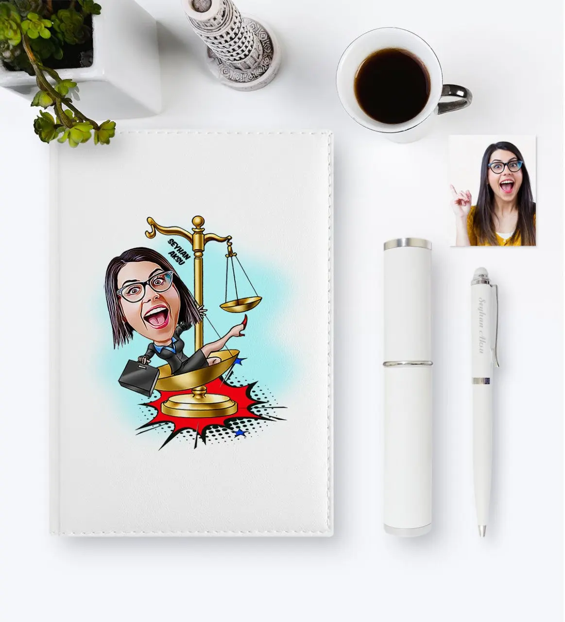 

Personalized Attorney Cartoon 2020 Leather Organizer & Pen Gift Set-7