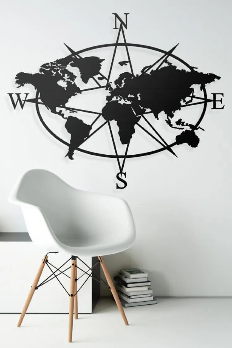 Металлическая карта мира Ellipse Compass Металлический Настенный декор художественный