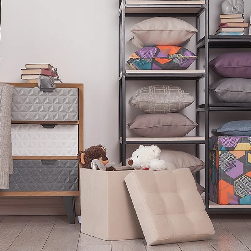 Пуф табурет складной для хранения Дели Delicatex светло бежевый в прихожую гостиную