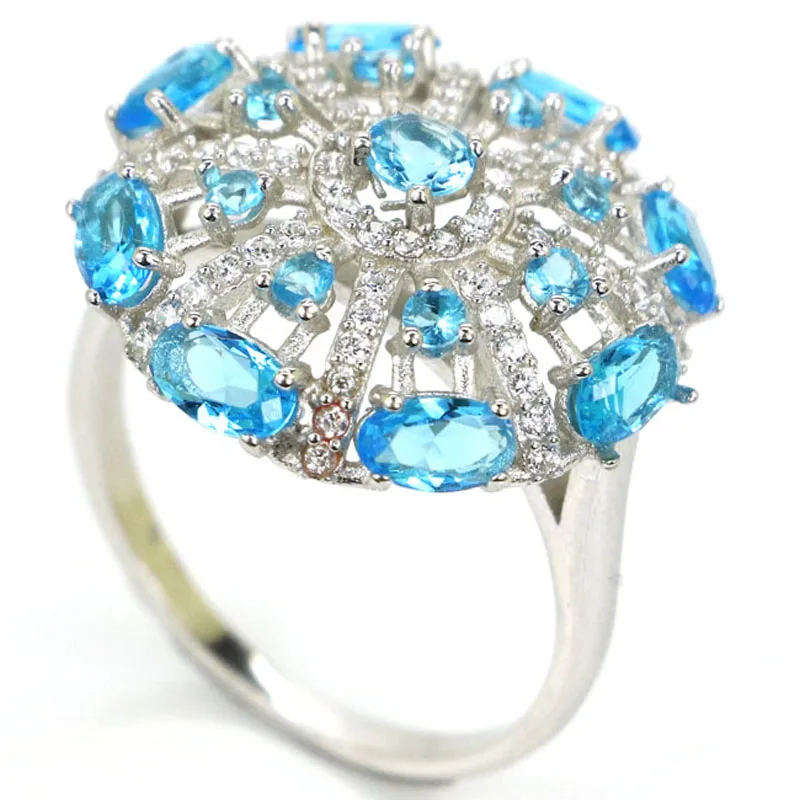 21x21 мм Jazaz класса люкс 4 4g круглая Форма создан Танзанит Париж голубой топаз Белый