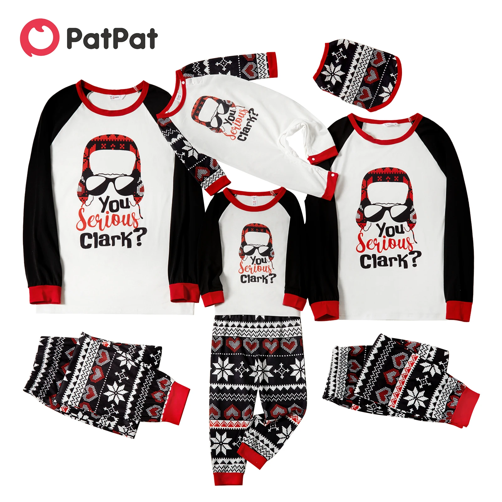 Пижамные комплекты PatPat с рождественской шапкой и буквенным принтом для всей