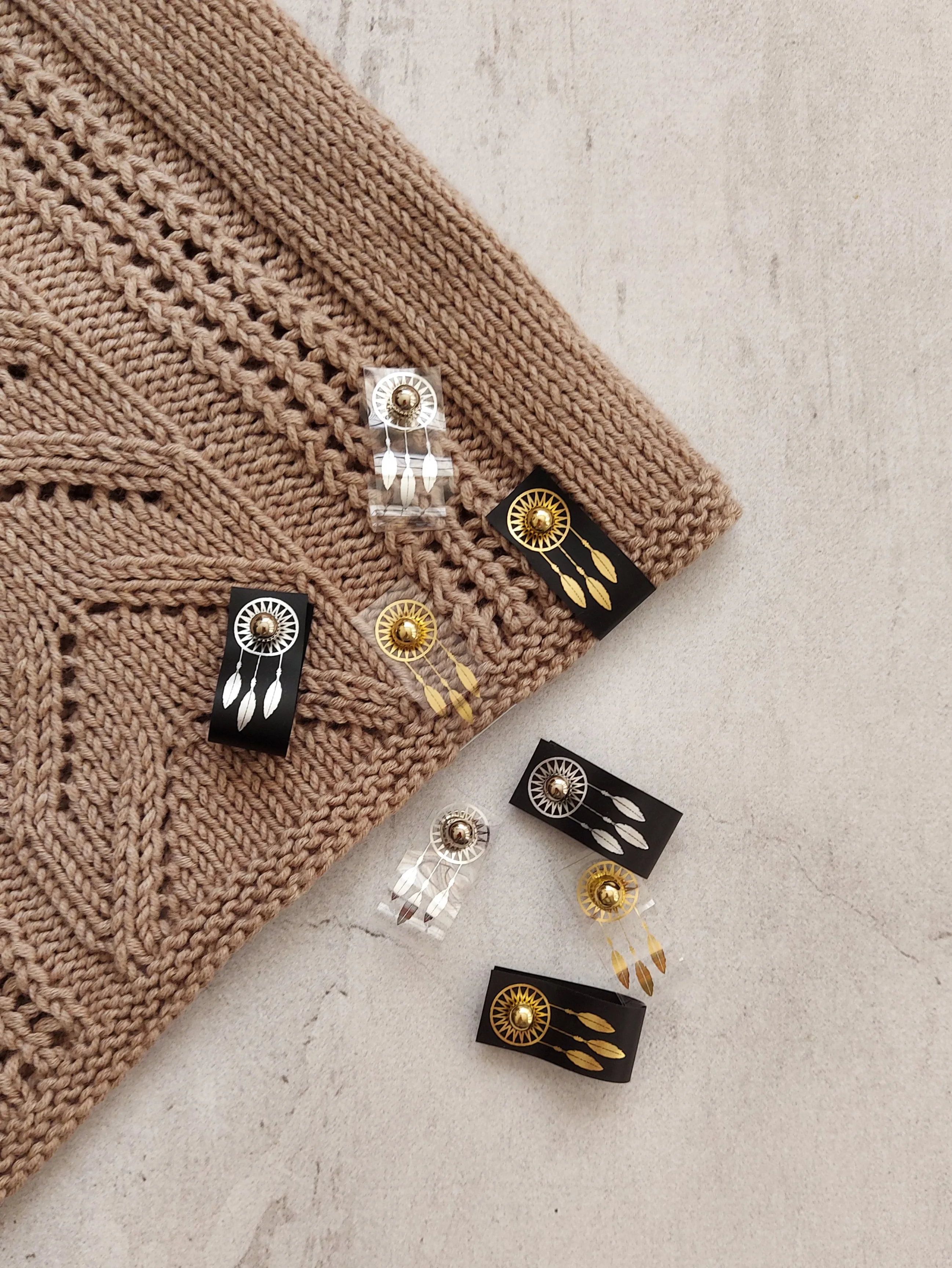 Бирка силиконовая с кнопкой Ловец снов этикетки для вязаных изделий съемные