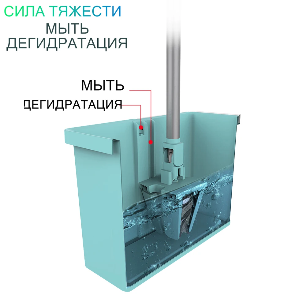 MOBUTA Швабра с ведром для мытья пола уборки дома молнией вертикальным отжимом