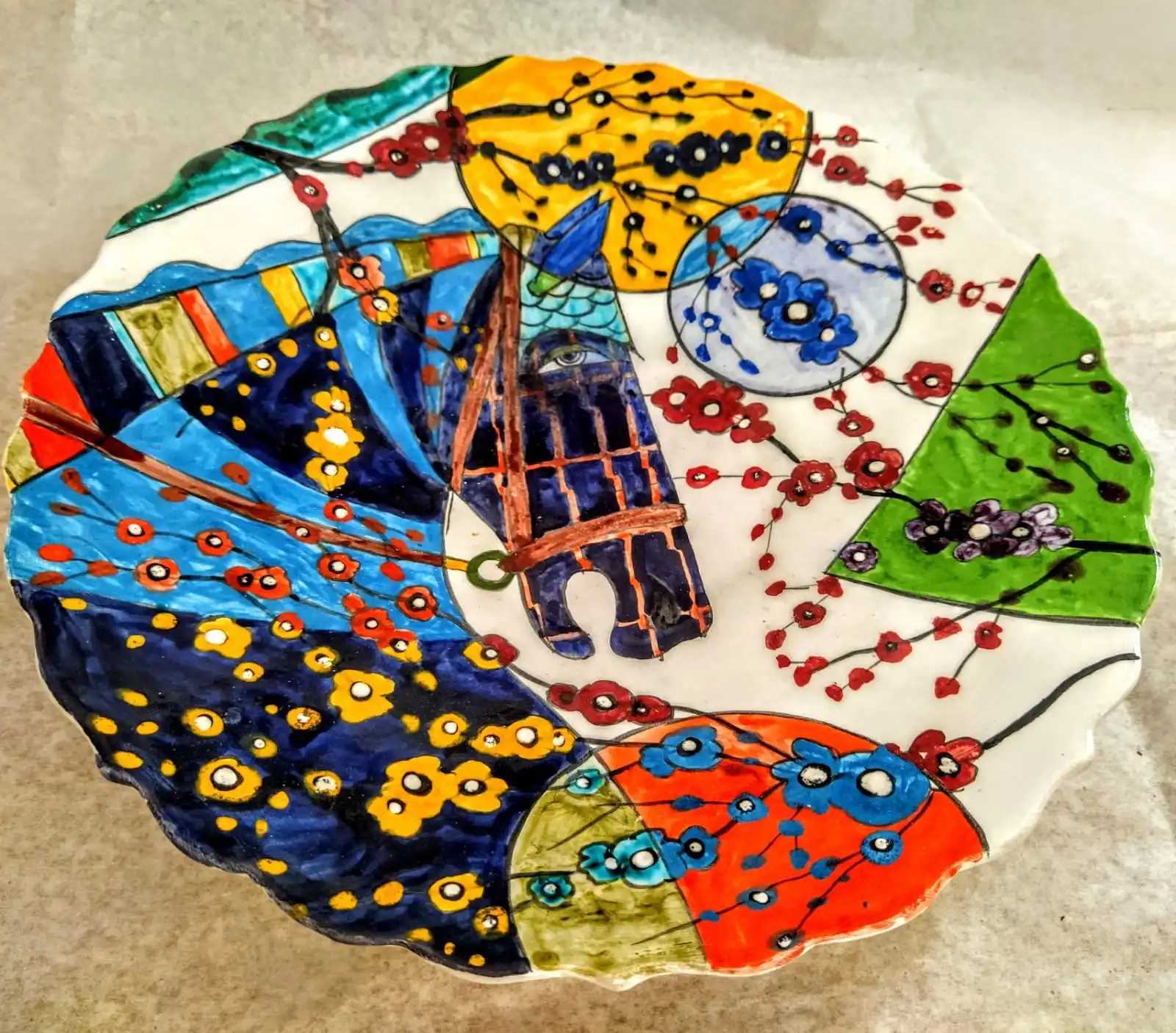

Finecraft Handmade 100% Original and Original Design Ceramic, Tile Decorative Plate Es-608