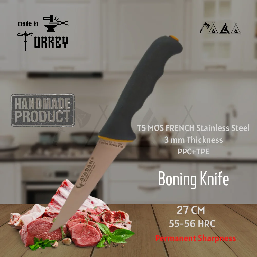 

ATASAN Platinium Series Boning Knife Handmade High Quality Professional Stainless Steel Steak Meat Kitchen Knife Turkish 2021