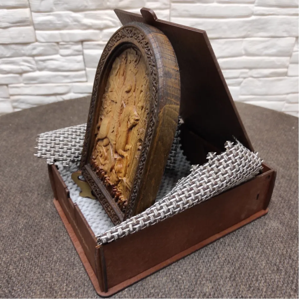 Георгий Резная икона Чудо Святого Георгия о змие небольшая размером 14-19 см | Дом и