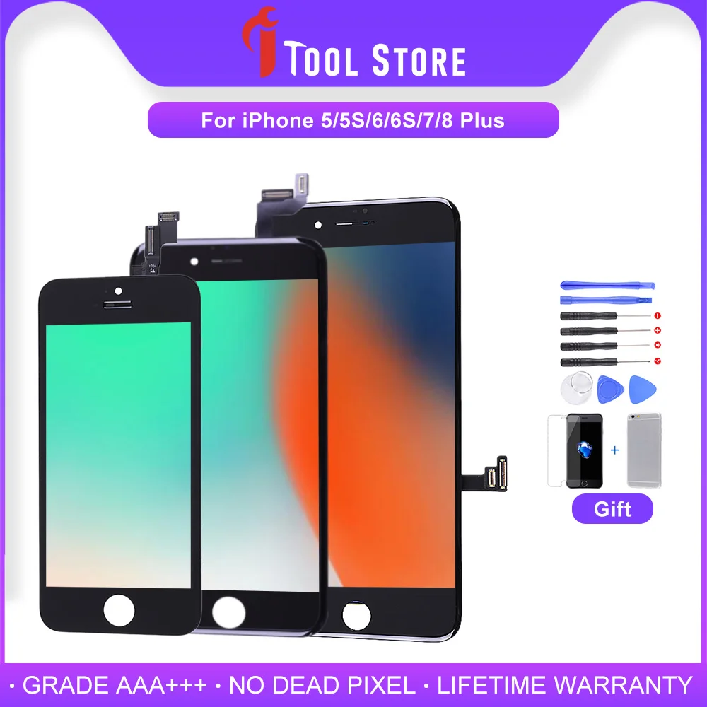 ЖК-дисплей класса AAA + для iPhone 5S 6 6S Plus 7 8 с 3D сенсорным экраном дигитайзер в сборе