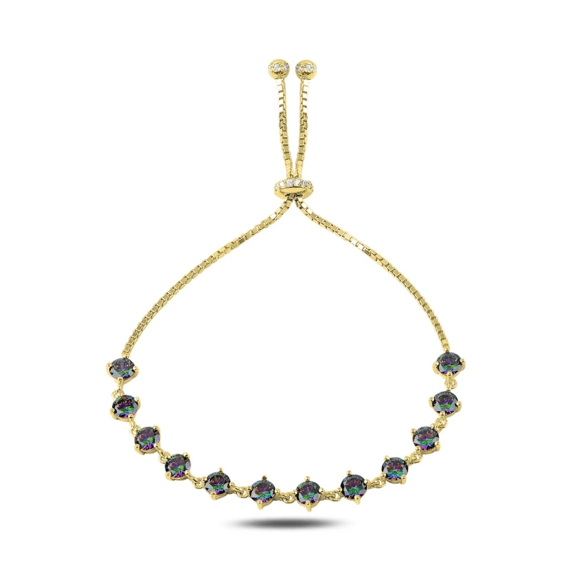 Silver 925 Sterling Mystic Topaz Gemstone Watercourse Elevator Bracelet | Украшения и аксессуары