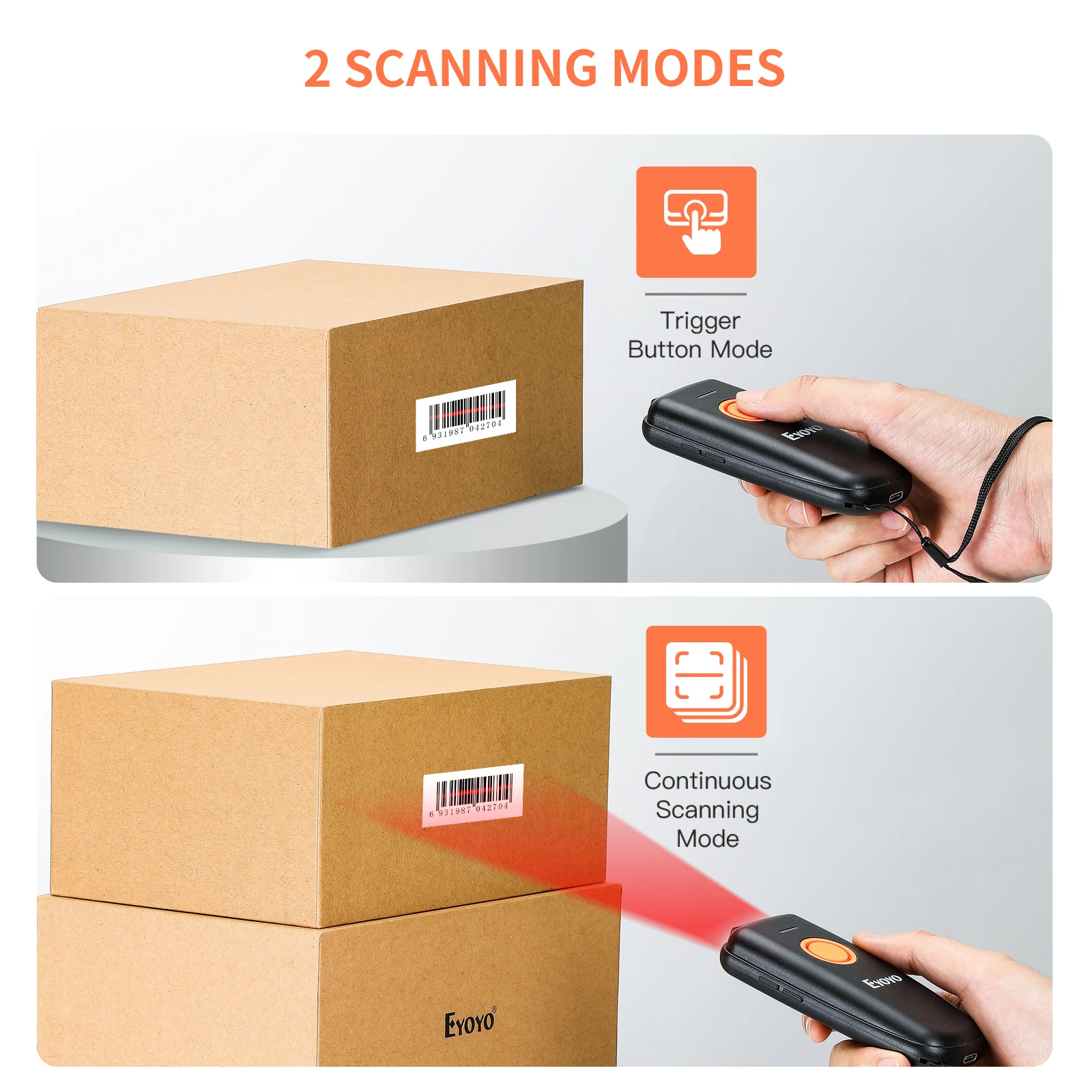 portable scanner EYOYO EY-023L Mini Barcode Scanner 1D 2.4G Wireless Bar Code Scanner For Android IOS Windows Bluetooth Scanner Laser Reader pdf scanner