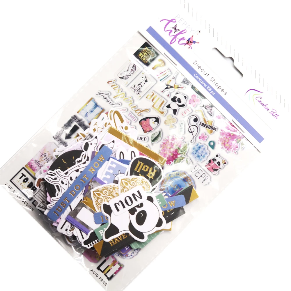 Creative Path 158 Stück niedliche Tiere, Panda, Scrapbooking-Stanzformen, Ephemera, Peppy Life, Papier-Stanzformen für DIY-Bastelarbeiten, Kartenherstellung – Detail 10