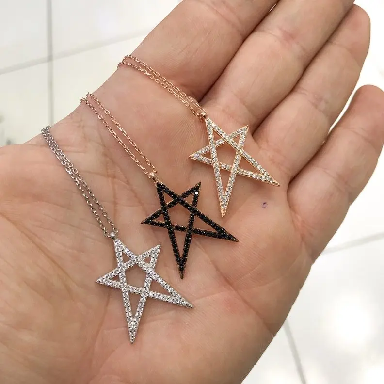

Trend Star Star Onyx Rosegold Silver Necklace
