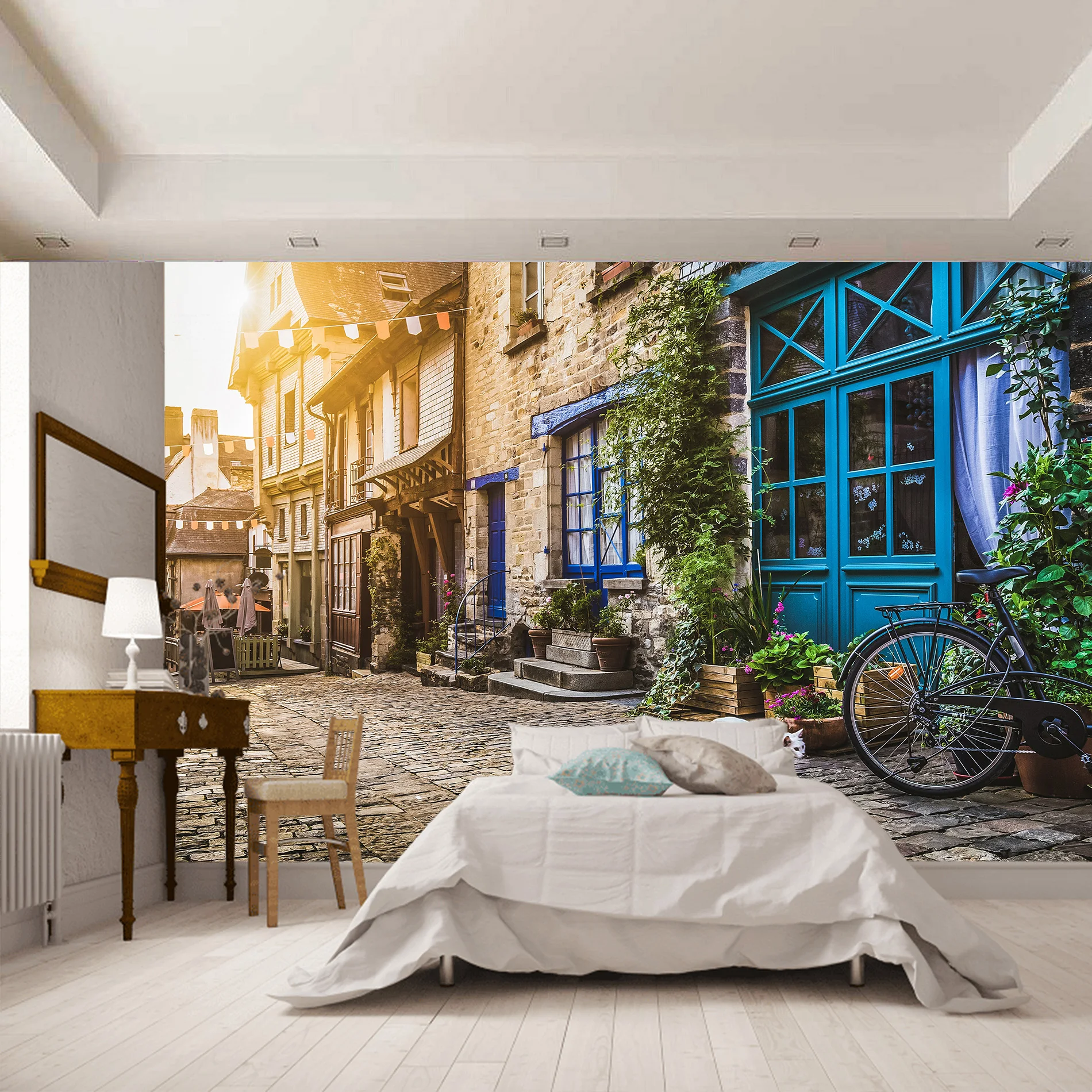 Обои фотообои 3d на стену обои флизелиновые фото стену. Атмосферные улочки тихого