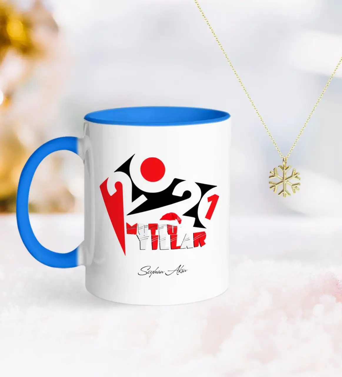 

Персонализированные 2021 с днем рождения синий кружка и снежную погоду их Kolye-13