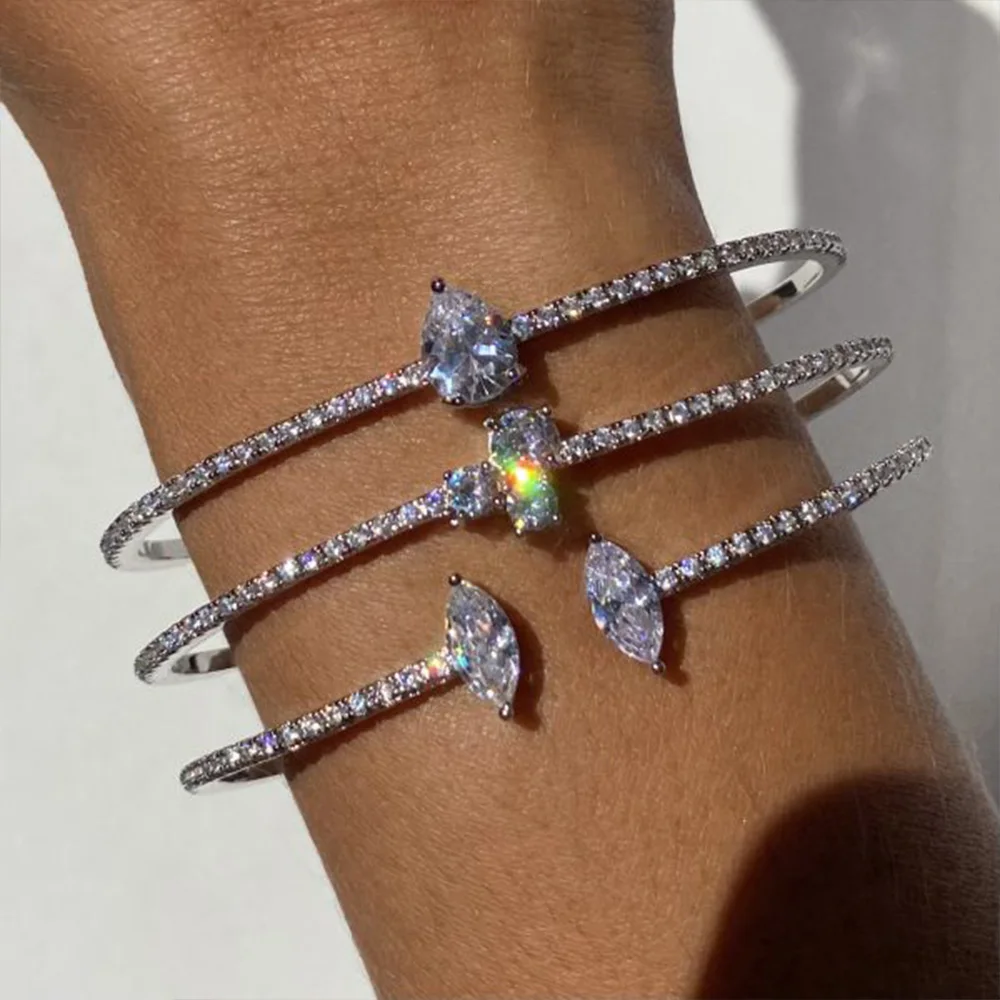 

Модные трехслойные циркониевые браслеты, свадебные аксессуары 2022, роскошные открытые свадебные браслеты, ювелирные изделия для вечерние Р...