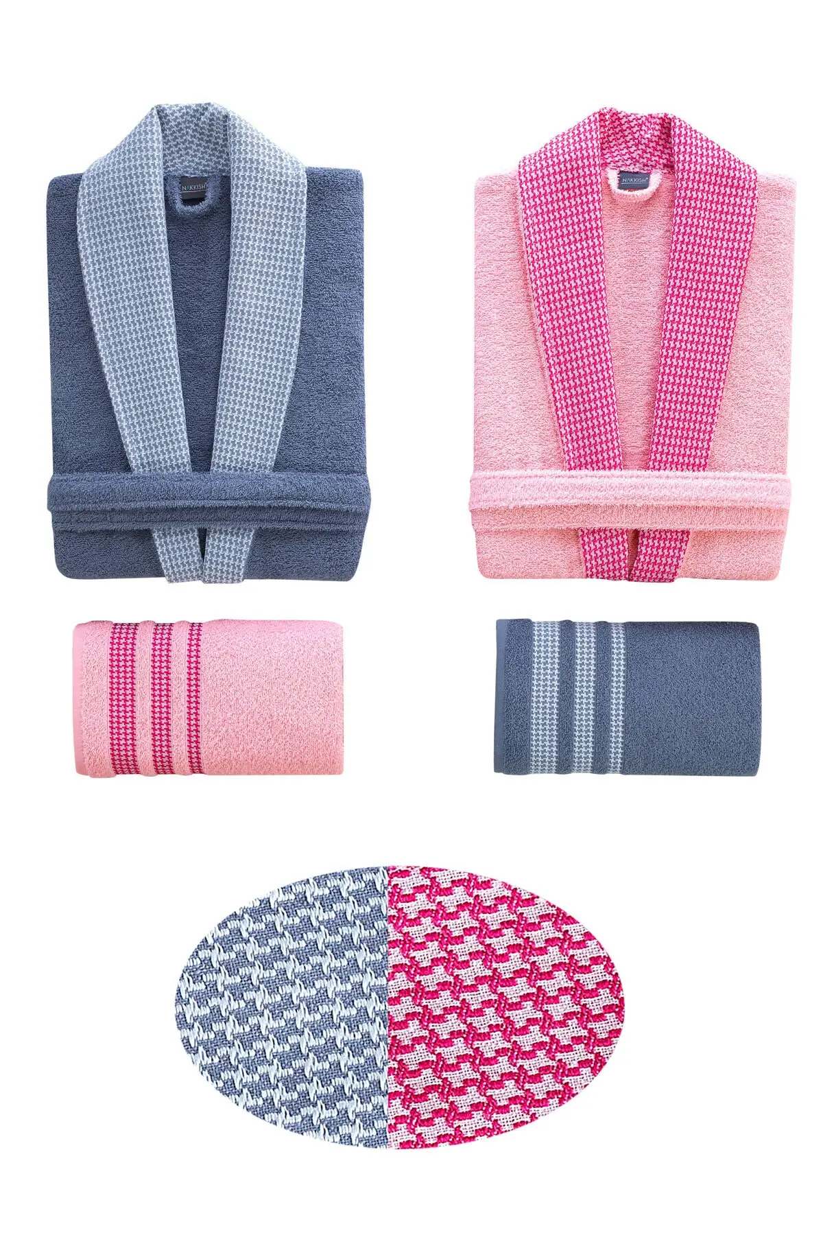 

Embroidered 100% Cotton 4 Piece Bathrobe Set Men Women Couple Set Warm Quick Dry Super Absorbent 2020 Style Winter Summer spring