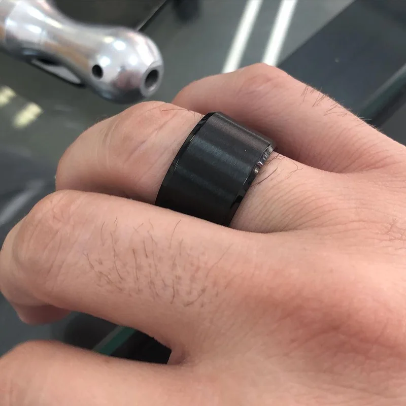

Men Ring 15mm Extra Wide Tube Black Stainless Steel Chunky Band Cigar Rings Male Jewelry Mens Accessories