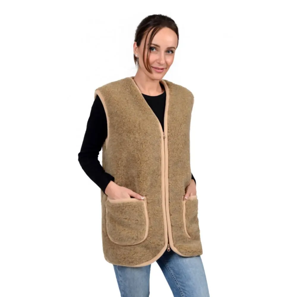 Жилет меховой из верблюжьей шерсти на молнии &quotоднотонный&quot