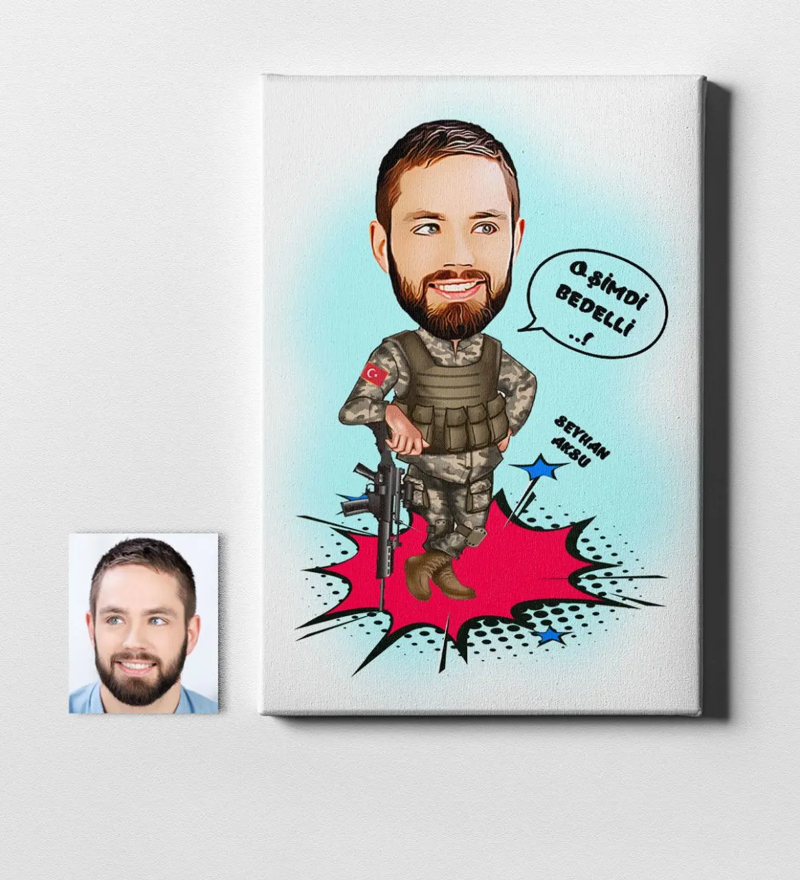 

Personalized SPE Soldier Cartoon Canvas Print (50x70 cm.) 1 Special Design Souvenir Beautiful Memories Friends Lovers Gift