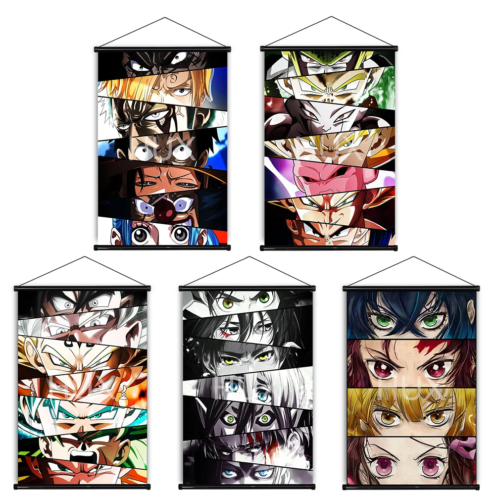 

Japane Classic Anime Demon Slayer One Piece Naruto Dragon Ball Z Scroll Pictures Prints Quality Canvas Painting Decoration Chamb