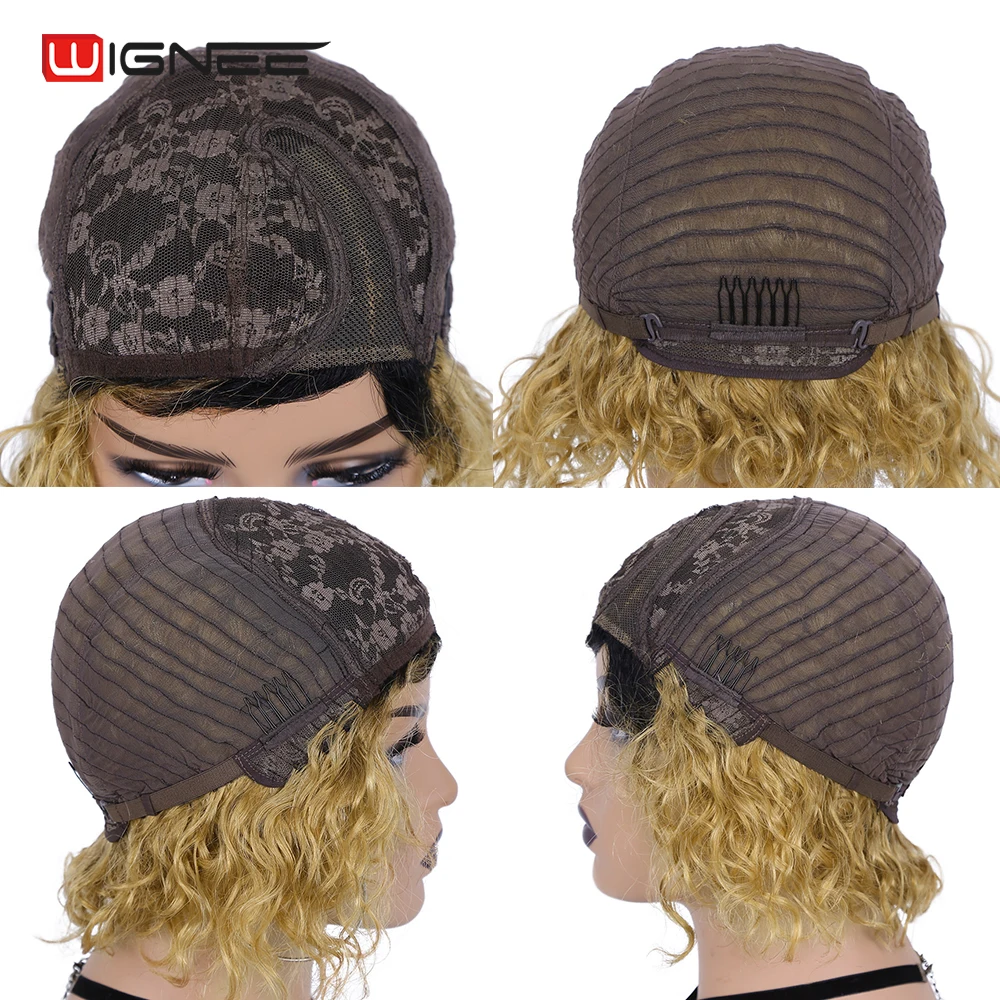 

Wignee Short Curly Bob Wig L Part Lace Human Hair Wig Brazilian Hair Lace Part Wig Pixie Cut Short Bob Curly Wig For Black Women