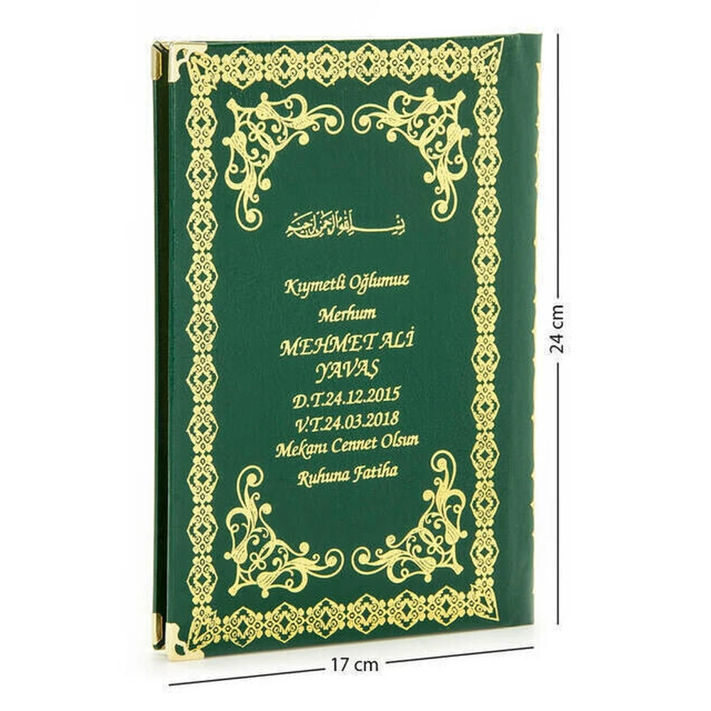 

IQRAH Name Printed Hardcover Yasin Book-Medium Size-176 Page-Green Color-Mawlid Hediyeliği