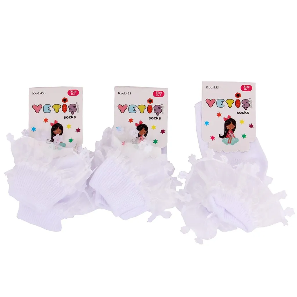 От 0 до 1 года для маленьких девочек 3-8 лет белые газовые носки |