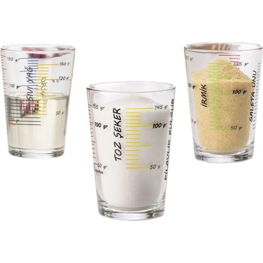 

Paabahe Arda Trkmen 3-Piece Measuring Cup Set Glass Set Measuring glass Glass Measuring Cup Kitchenware Cooking