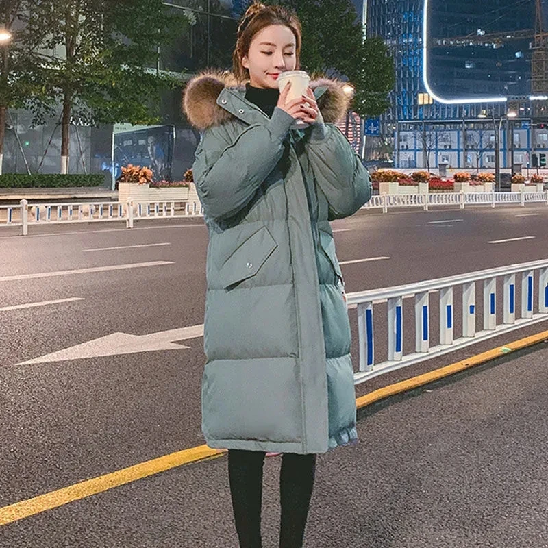 

Winter down jacket 2021 new loose cotton-padded jacket women mid-length thicken down cotton-padded jacket female oversize parkas