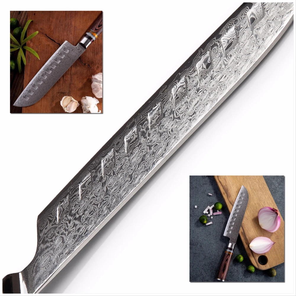 Santoku японский нож gravsharp vg10 7 дюймовый шеф повара из дамасской стали 67 слоев