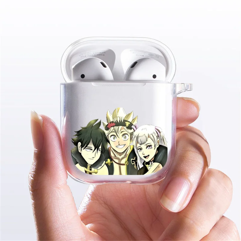 Прозрачные мягкие силиконовые чехлы из ТПУ для Airpods с рисунком черного клевера