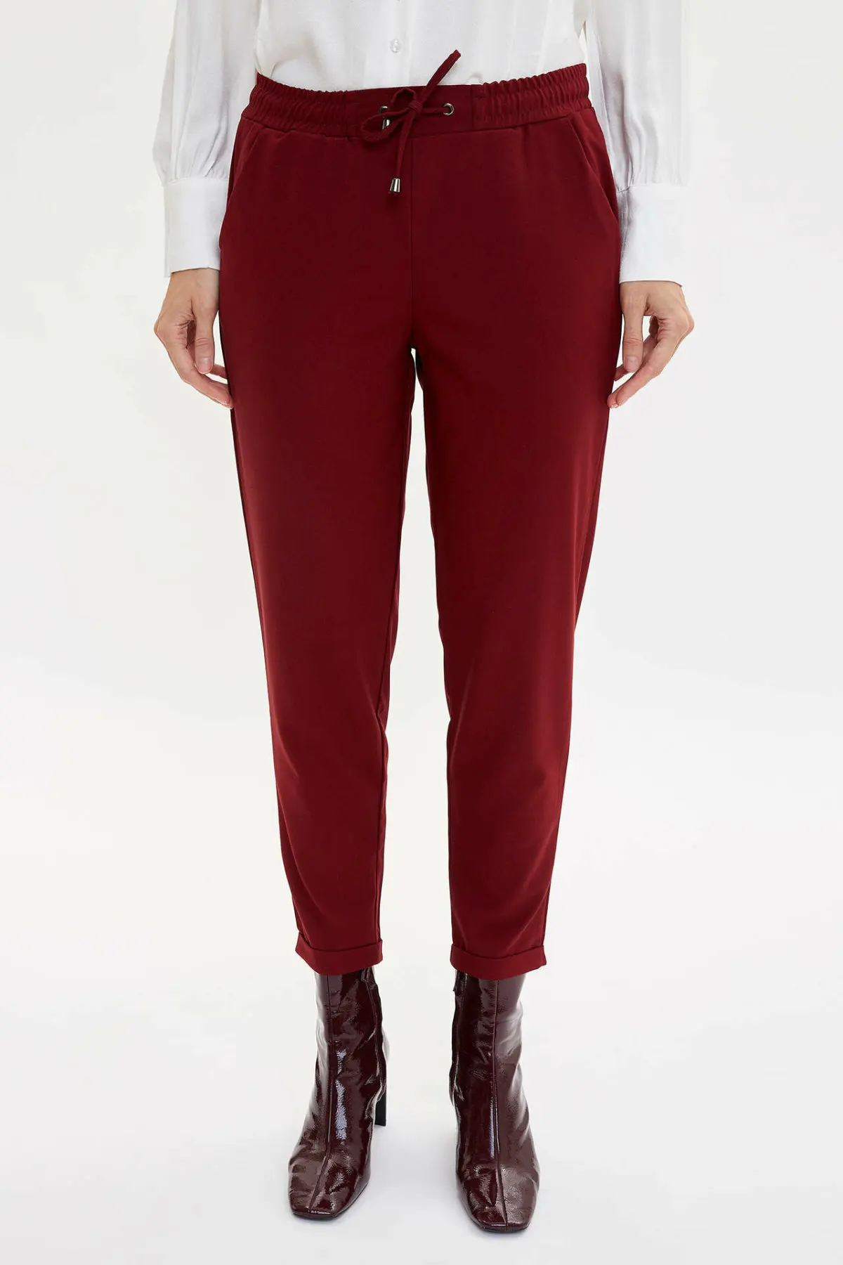 DeFacto модные женские брюки с завязками на талии однотонные повседневные шаровары