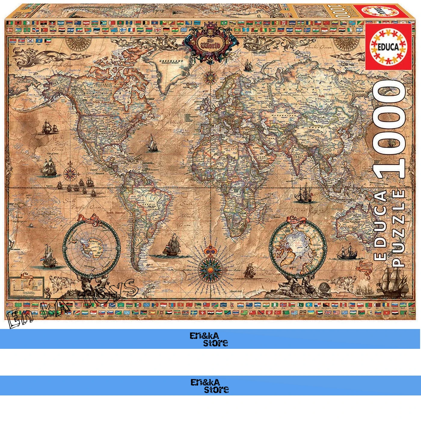 

EDUCA Antique World Map Puzzle 1000 Piece Jigsaw for adults Original and High Quality