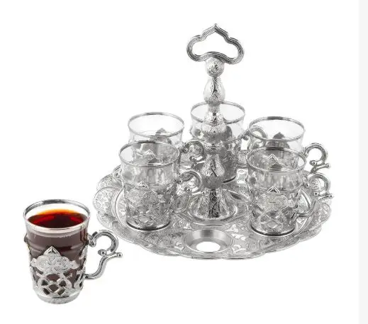 

Турецкий серебряный чайный сервиз, элегантный узорчатый чайный сервиз на 6 персон, чайные наборы на 13 персон и тонкий чайный сервиз, круглый ...
