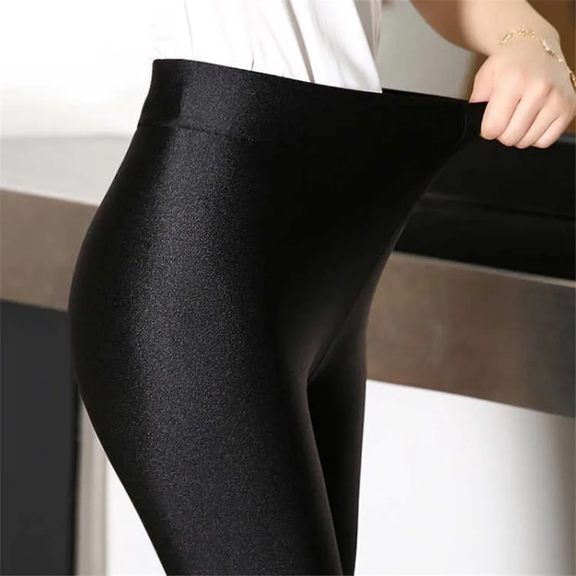 

Women Leggings Stretch Jeggings Large Size Gym Sport Shiny Pant Spandex Elasticity Black Fitness Trousers