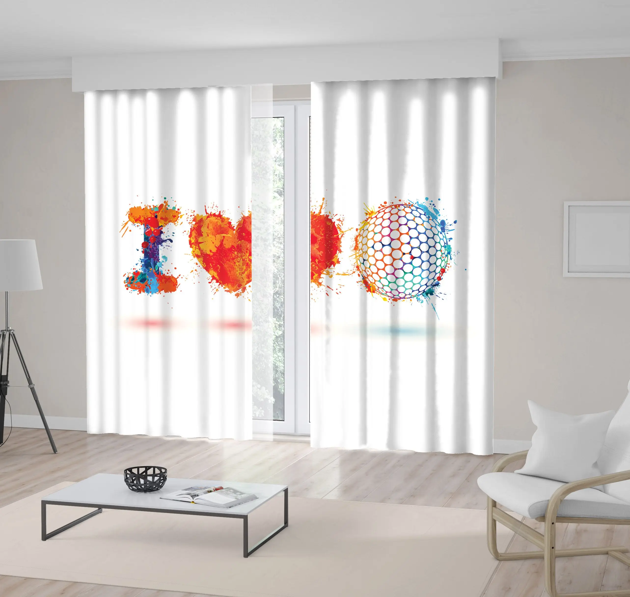 

Curtain I Love Golf Design Elements Colorful Red Yellow Orange Note Artistic Illustration Splash Paint