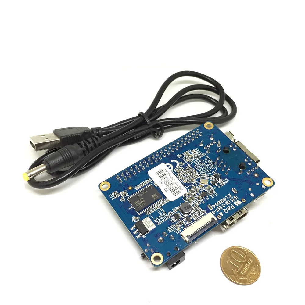 Микрокомпьютер Orange Pi One 1.2Ггц 512Мб LAN / миникомпьютер RDP GPIO с кабелем питания |