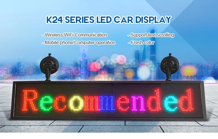 20 Zoll Auto-Schild, mehrfarbige Werbetafel, WiFi-LED-Schild, kabellos