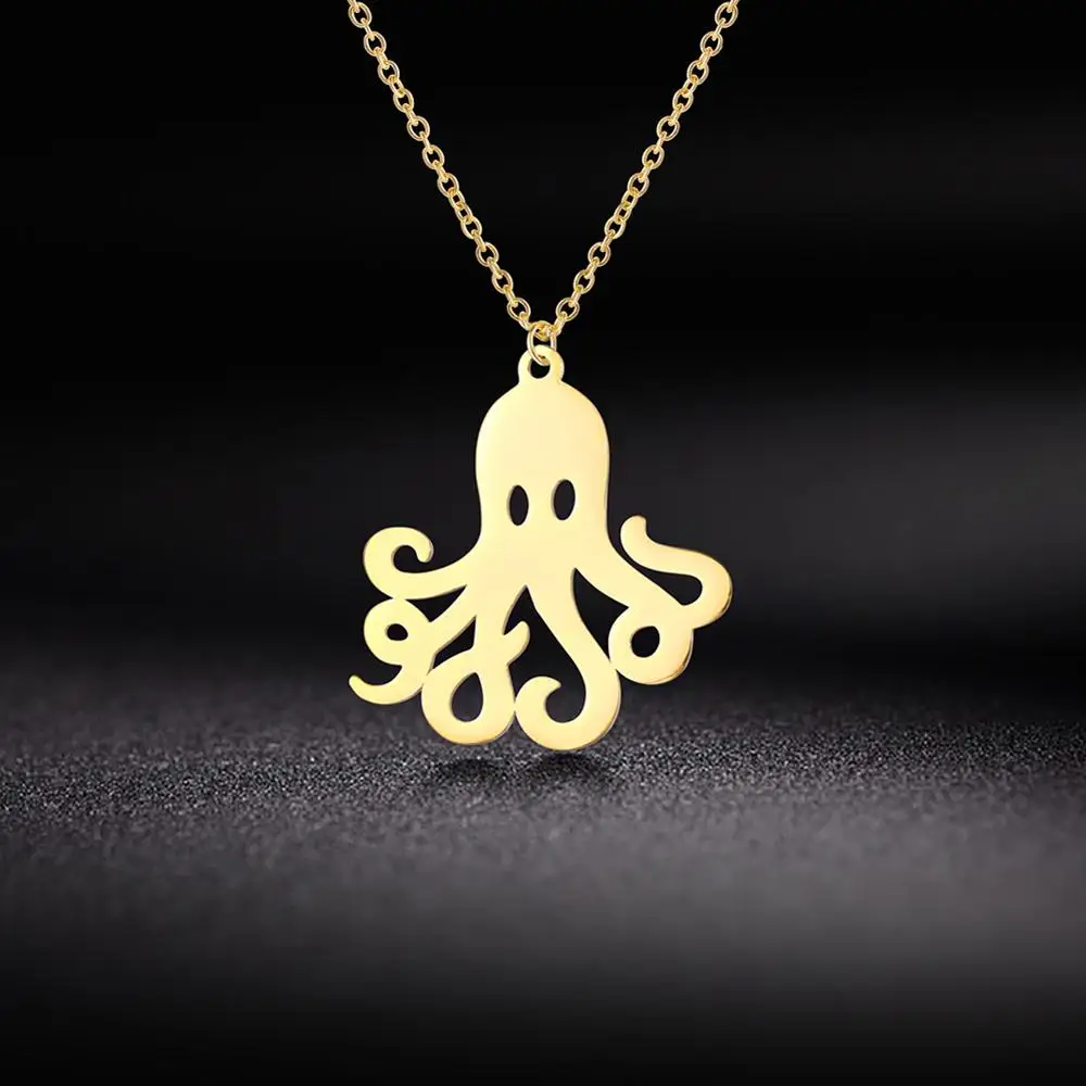 

LIKGREAT Squid Cuttlefish Pendant Necklace for Women Chain Stainless Steel Necklaces Choker for Girls Fashion Jewelry Gifts