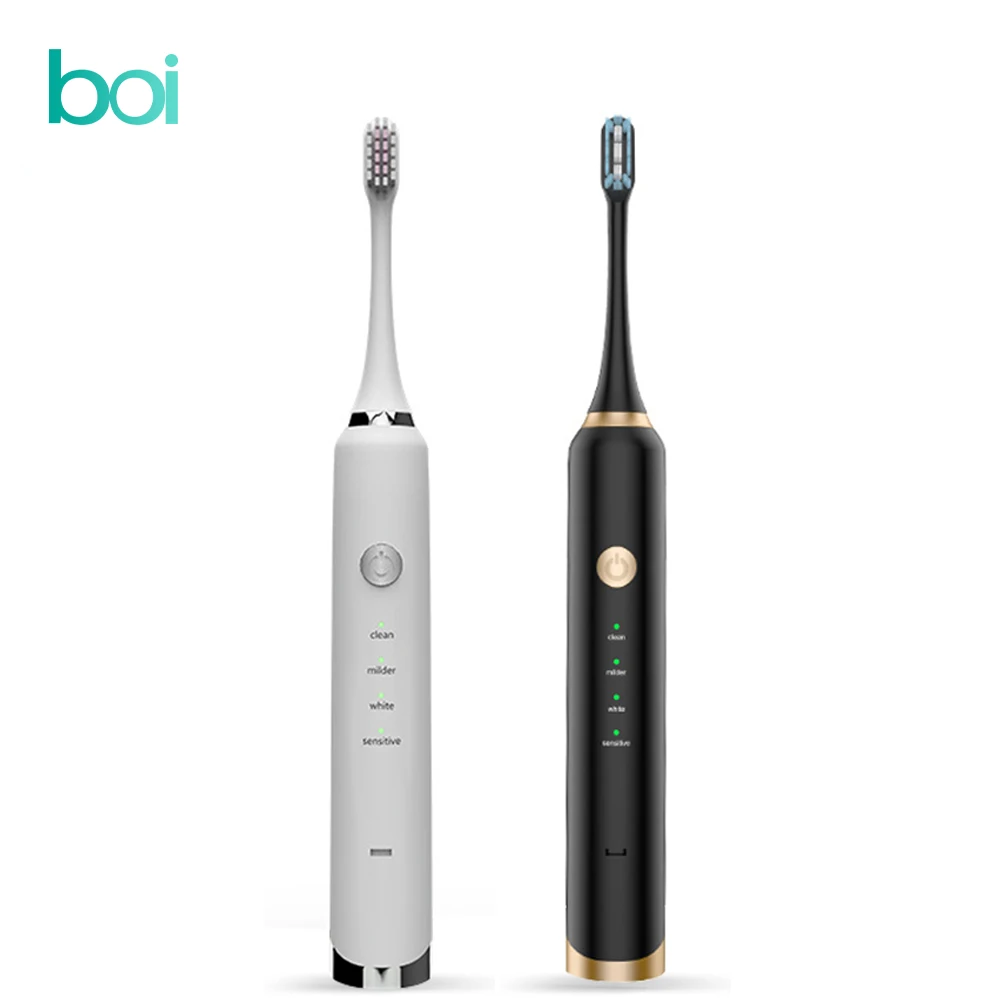 

[Boi] IPX7 Waterproof USB Rechargeable 4 Modes Three-dimensional Brush Head Adults Whitening Smart Sonic Electric Toothbrush